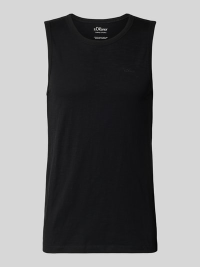 Produktfoto, Regular Fit Tank Top aus reiner Baumwolle von s.Oliver RED LABEL, Optik: Unifarben, Flammgarn, Label-Print, schwarze Farbe, breite Träger