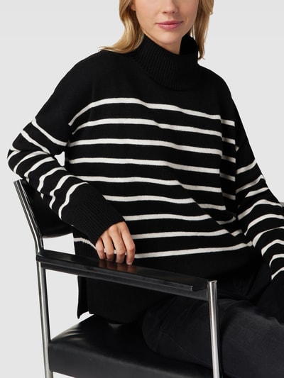 Opus Strickpullover mit Streifenmuster Modell 'Premen' Schwarz 3