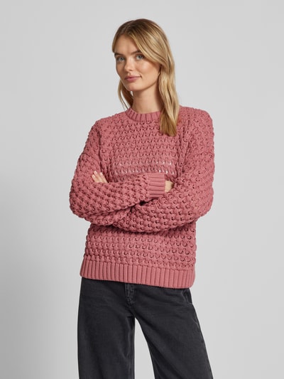 Jake*s Casual Gebreide pullover met ajourpatroon Oudroze - 4