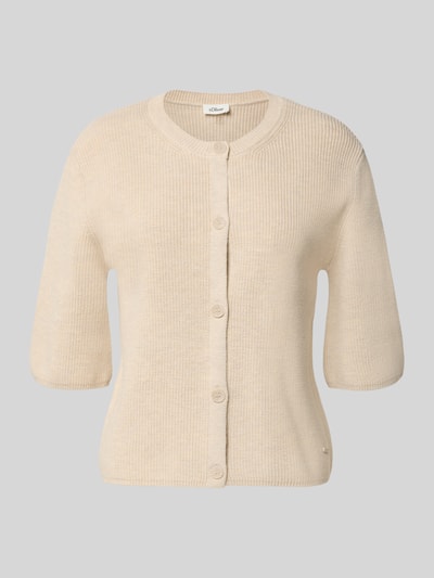 Produktfoto, Regular Fit Strickjacke aus Baumwoll-Mix von s.Oliver RED LABEL, Optik: Unifarben, Rippstrick-Textur, einreihige Knopfleiste.