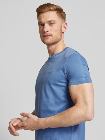 JOOP! Collection T-shirt met geribde ronde hals, model 'Paris' Oceaanblauw - 3