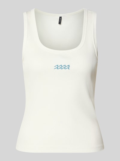 VERO MODA Top typu tank o kroju slim fit z mieszanki bawełny model 'DISA' Złamany biały 2