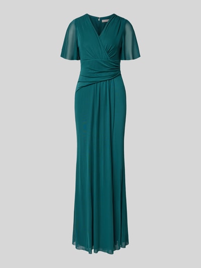 Christian Berg Cocktail Abendkleid mit V-Ausschnitt Dunkelgruen Melange 2