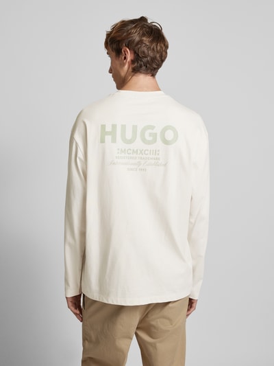 Hugo Blue Longsleeve mit Label-Print Modell 'Nichaboso' Offwhite 5