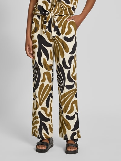 Soyaconcept Stoffhose aus Viskose im Allover-Look Modell 'FELDI' Khaki 4