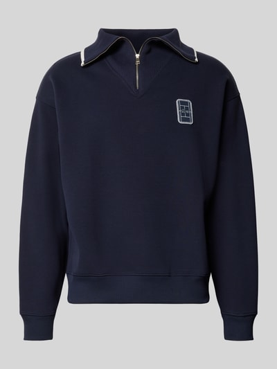 Produktfoto, dunkelblauer Loose Fit Troyer aus Baumwoll-Mix Model 'Tennisc' von Lacoste, glatte Struktur, Herren Troyer von Lacoste