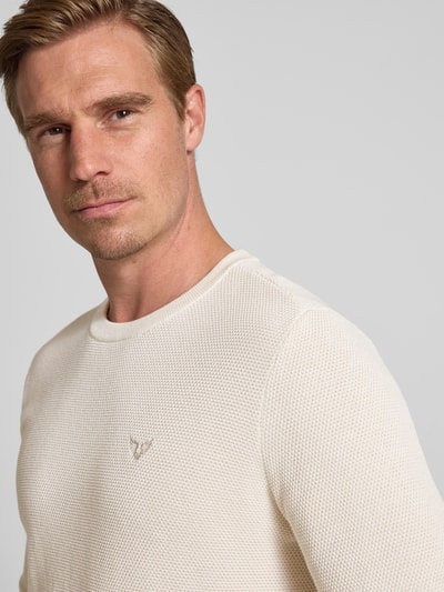 PME Legend Strickpullover mit Logo-Stitching Modell 'Ricecorn' Offwhite 3