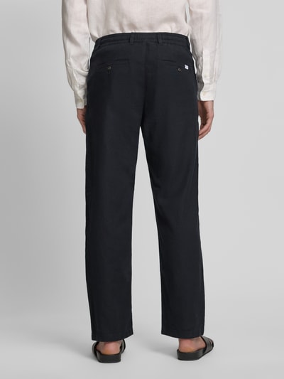 Selected Homme Spodnie o kroju loose fit z mieszanki bawełny i lnu model 'BRODY' Czarny 5