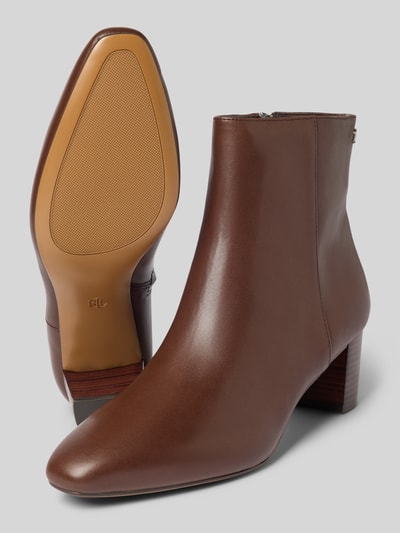 Lauren Ralph Lauren Laarsjes van leer met applicatie, model 'DEMI' Middenbruin - 4