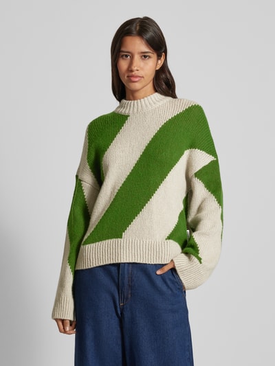 Armedangels Gebreide pullover met ribboorden, model 'SADNAA' Grasgroen - 4