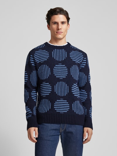 Thinking Mu Gebreide pullover met ronde hals, model 'JAPAN KHEM' Blauw - 4