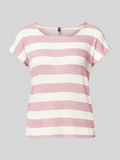 Vero Moda Relaxed Fit T-Shirt aus Viskose-Mix Modell 'WIDE STRIPE' Rosa 2