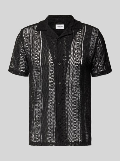 Lindbergh Koszula z dzianiny o kroju relaxed fit z kołnierzykiem typu resort Czarny 2