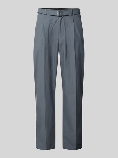 Produktfoto, Straight Fit Anzughose aus Baumwoll-Lyocell-Mix Modell 'TURBULENCE' von CK Calvin Klein in Grau, Optik: Unifarben, Bundfalte, Gürtel, Eingrifftasche, Gesäßtaschen, Twill-Materialverarbeitung