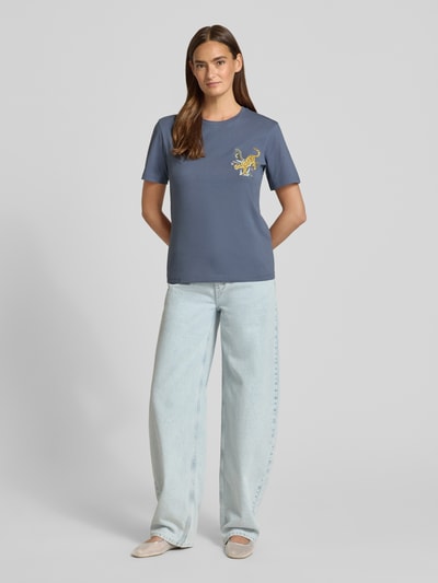 Jake*s Casual Regular Fit T-Shirt aus Baumwoll-Mix Modell 'ELI' ' Jeansblau 1
