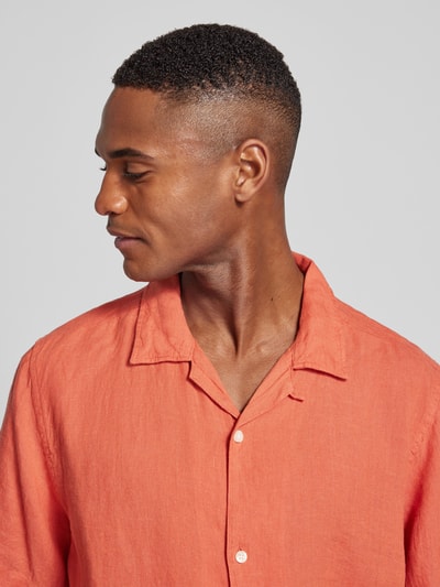 Knowledge Cotton Apparel Vrijetijdsoverhemd met knoopsluiting Terracotta - 3