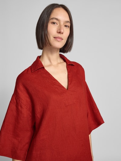 Christian Berg Woman Sukienka lniana o długości do kolan z dekoltem w serek Ciemnoczerwony 3