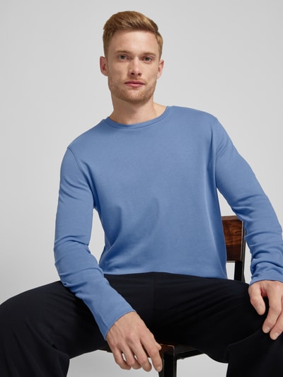 Christian Berg Men Longsleeve mit geripptem Rundhalsausschnitt Jeansblau 3