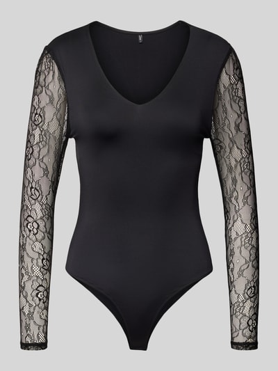 Only Slim Fit Body mit Spitzenärmeln Modell 'SIA' Black 2