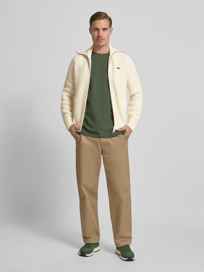 Lacoste Regular Fit Strickjacke aus Baumwoll-Mix Offwhite 1