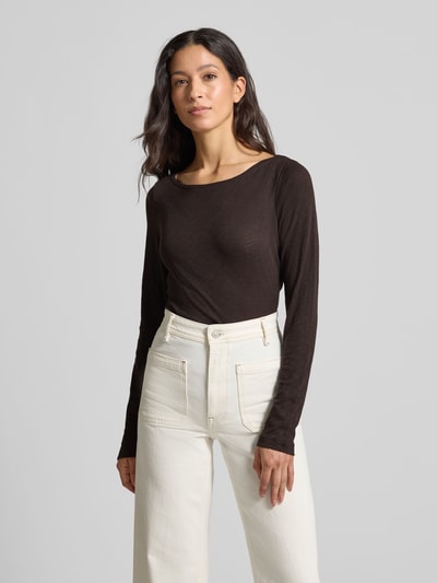 Marc O'Polo Regular fit shirt met lange mouwen van puur katoen Donkerbruin - 4