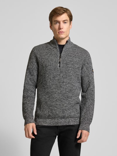 camel active Slim Fit Troyer mit Reißverschluss Modell 'Mouline' Anthrazit 4