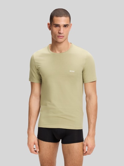 BOSS T-shirty o kroju slim fit z czystej bawełny w zestawie 3 szt. Oliwkowy 3
