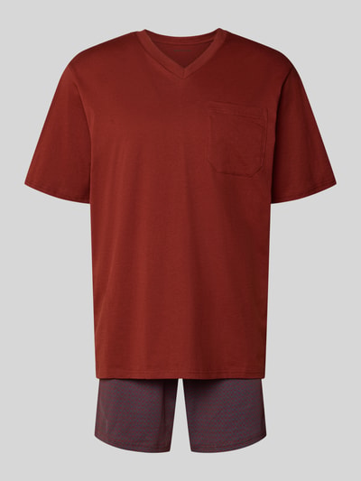 Produktfoto, Pyjama in minimalistischem Design von Schiesser aus Reine Baumwolle, V-Ausschnitt, Brusttasche, komfortabler Schnitt, Herren