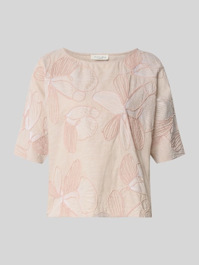 Produktfoto, Blusenshirt mit Stitchings und Rundhalsausschnitt von Christian Berg Woman im Allover-Look, Regular-Fit, beige-rosa Textur