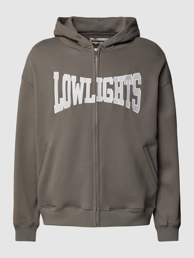 Low Lights Studios Sweatjacke mit Label-Stitching Dunkelgrau 2