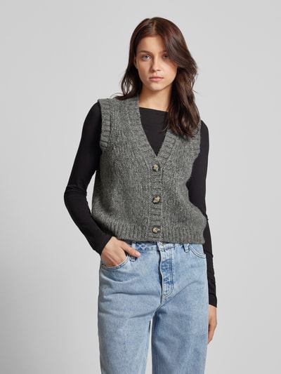 Marc O'Polo Denim Strickjacke mit V-Ausschnitt und Knopfleiste Mittelgrau 4