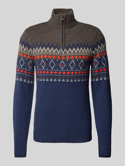 Blend Sweter z dzianiny ze stójką Granatowy 2