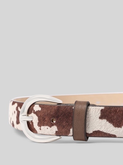 Produktfoto, Gürtel aus echtem Leder von Tamaris mit Animal-Print und silberner Dornschließe, Optik:Allover-Muster, Material: Leder