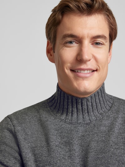 Profuomo Strickpullover mit gerippten Abschlüssen Anthrazit 3