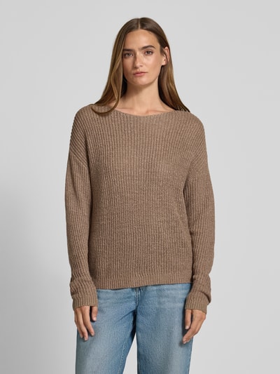 Christian Berg Woman Gebreide pullover met extra brede schouders Middenbruin - 4