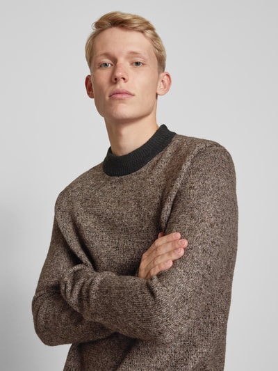 Jack & Jones Strickpullover mit Label-Detail Modell 'COSPACE' Mittelbraun 3