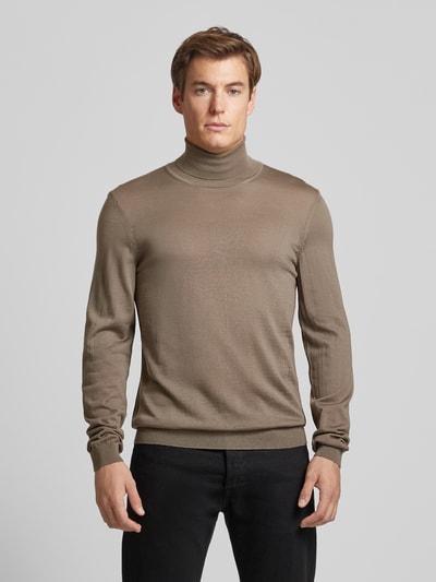 BOSS Rollkragenpullover aus Schurwolle Modell 'Musso' Taupe 4