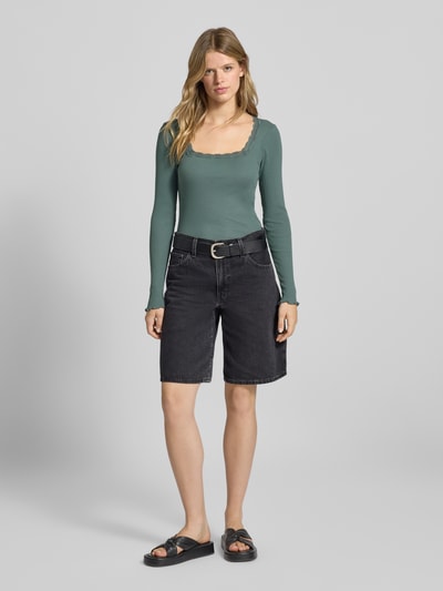 Only Slim fit shirt met lange mouwen van puur katoen, model 'XENA' Rietgroen - 1