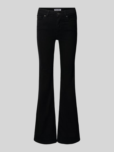 Produktfoto, Flared Jeans mit mittelhohem Bund in schwarz von REVIEW aus elastischem Baumwoll-Mix, 5-Pocket-Design, glatte Oberfläche