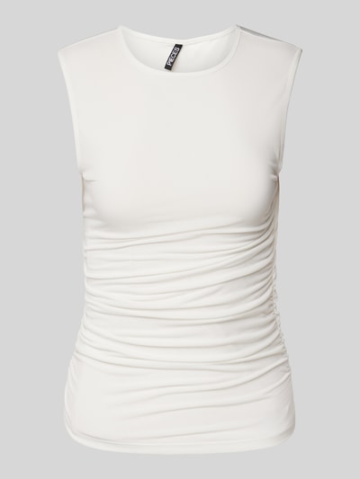 Pieces Slim Fit Top mit Seitenraffung 'MADISON' Offwhite 1