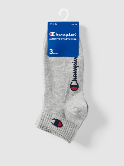 CHAMPION Socken mit Label-Detail im 3er-Pack Modell 'Quarter Sock' Mittelgrau Melange 3