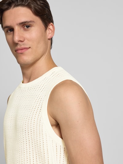 JAKE*S STUDIO MEN Top z prążkowanymi wykończeniami Złamany biały 3