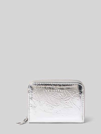 Seidenfelt Portemonnee met labeldetail, model 'YLVA' Zilver - 1