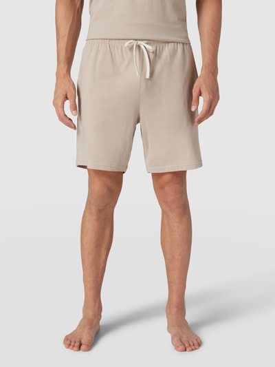 BOSS Szorty z dzianiny dresowej z wyhaftowanym logo model ‘Mix&Match Short’ Beżowy 4