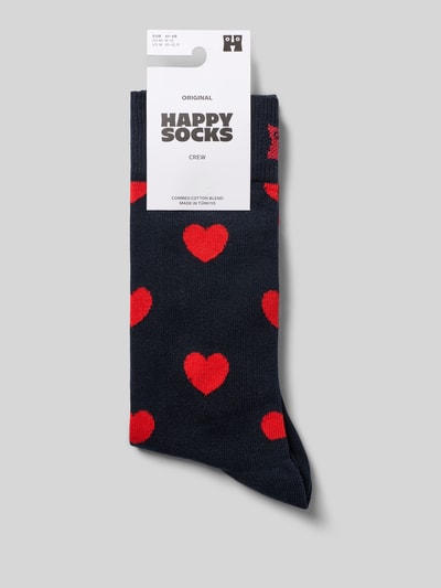 Produktfoto, Socken mit Allover-Motiv-Print von Happy Socks z mieszanki bawełny, elastyczne prążkowane ściągacze, nadruk z motywem na całej powierzchni, detal z logo