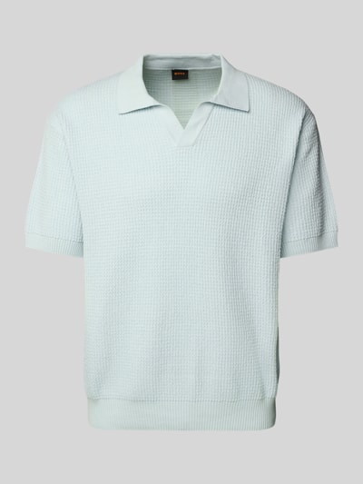 BOSS Orange Poloshirt mit gerippten Abschlüssen Hellblau 2