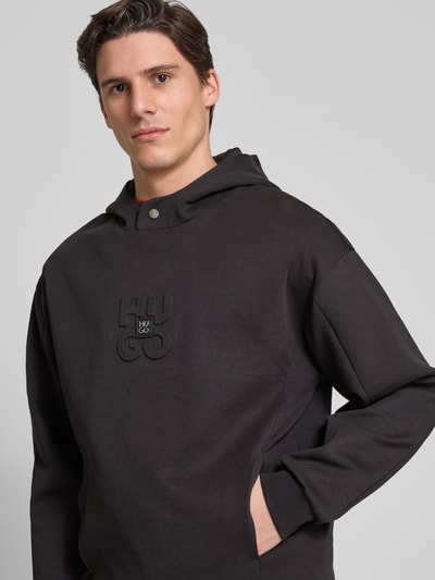 HUGO Hoodie met labelbadge, model 'Debostaco' Zwart - 3