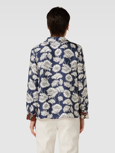 Weekend Max Mara Blouse van zijde met gebloemde motiefprint, model 'PALLA' Marineblauw - 5