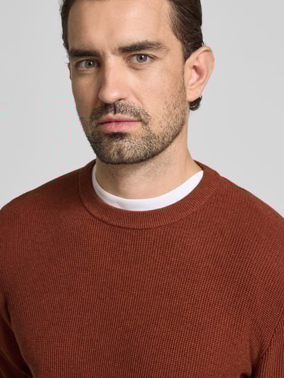 MCNEAL Gebreide pullover met ribboorden Donkerrood gemêleerd - 3