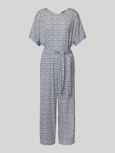More & More Jumpsuit mit Rundhalsausschnitt und Bindegürtel Marine 2